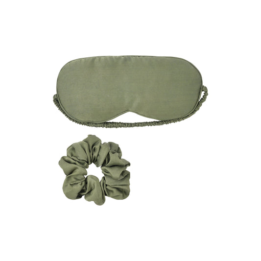 Moss Green Silk Sleep mask and Silk Scrunchie Set