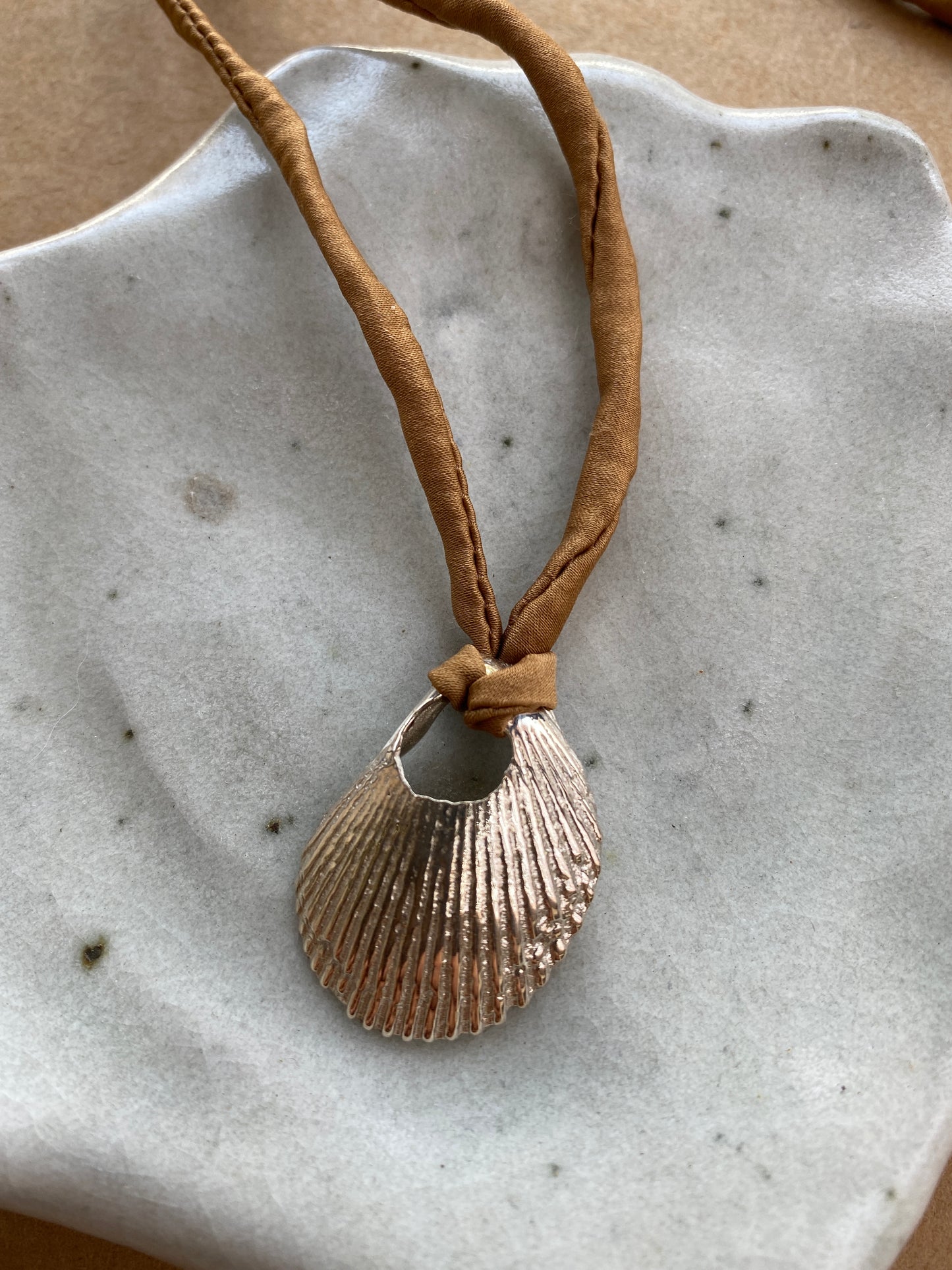 Bali Shell Necklace with Silk naturally dyed Cord