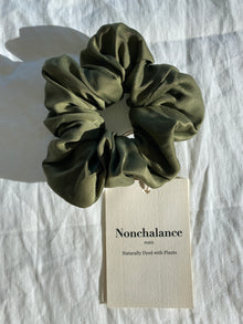 Olive Green Scrunchie in Pure Mulberry Silk