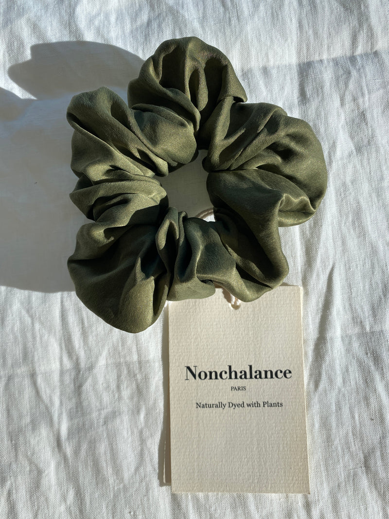 Olive Green Scrunchie in Pure Mulberry Silk