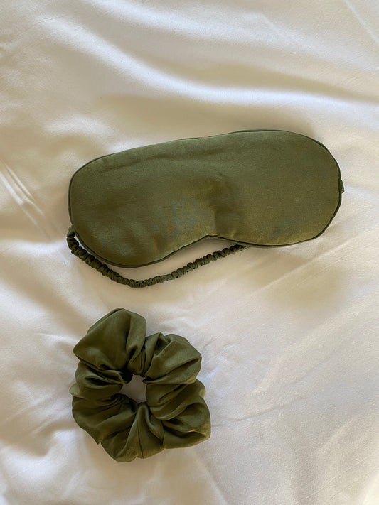 Set Silk Eye mask and Matching Silk Scrunchie