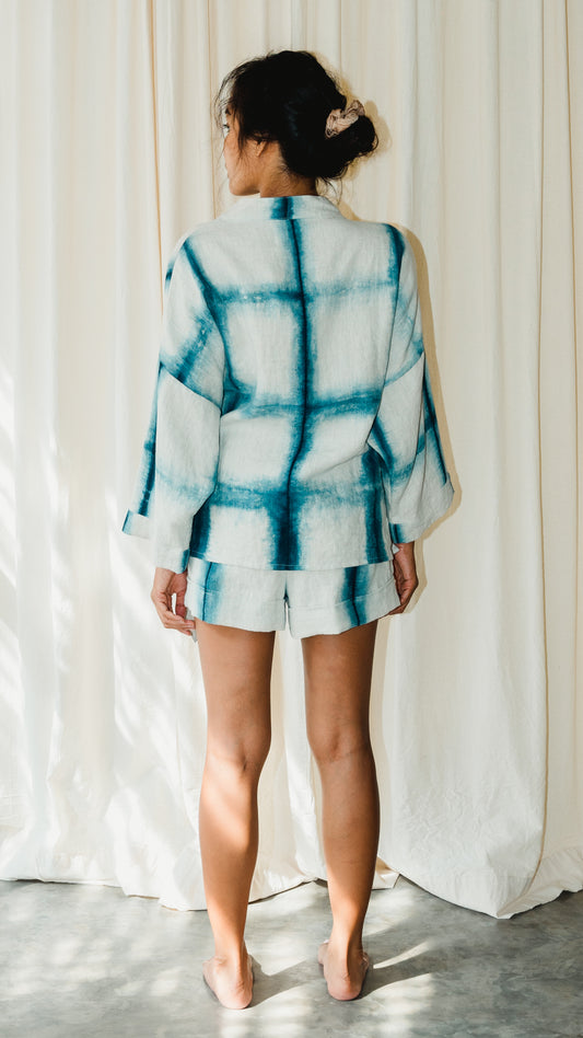 Linen Shibori Mini Kimono