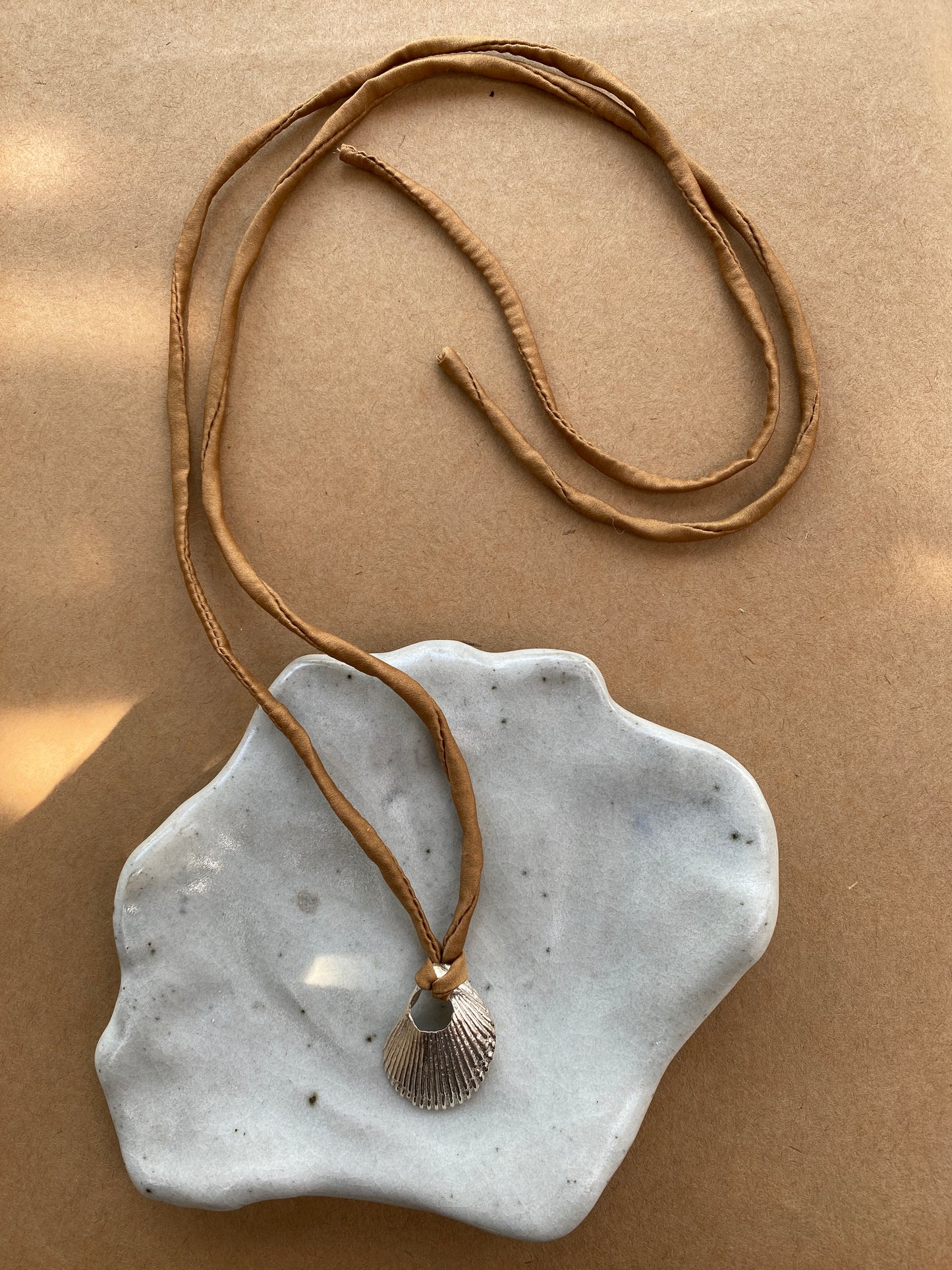 Bali Shell Necklace with Silk naturally dyed Cord