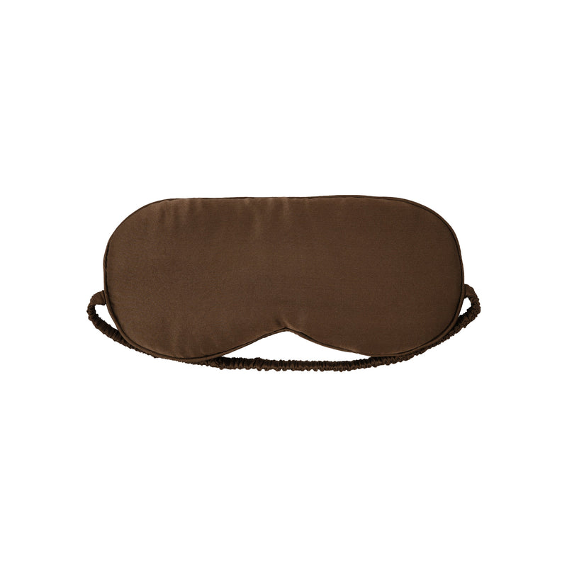 Plant-dyed mulberry silk sleep mask in Chaga Brown color, handmade in Bali