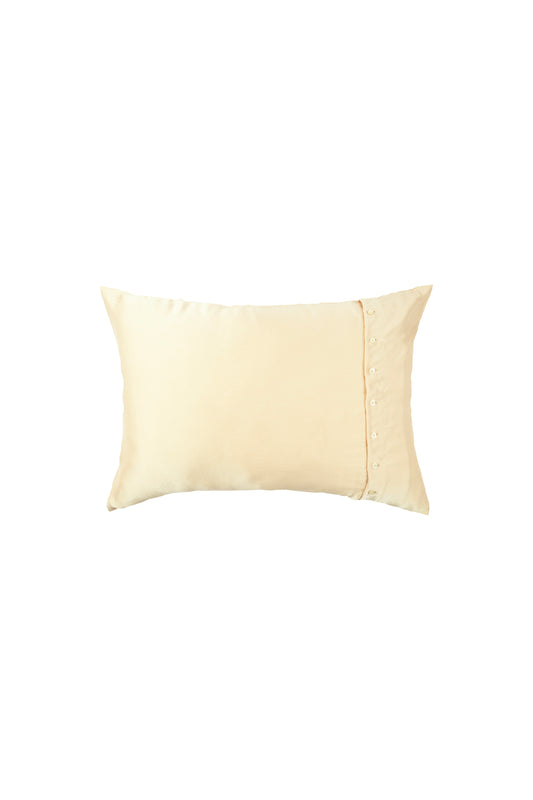 Plant-dyed mulberry silk pillowcase in Vanilla color, handmade in Bali