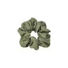 Plant-dyed mulberry silk scrunchie in Bark color, gentle on hair