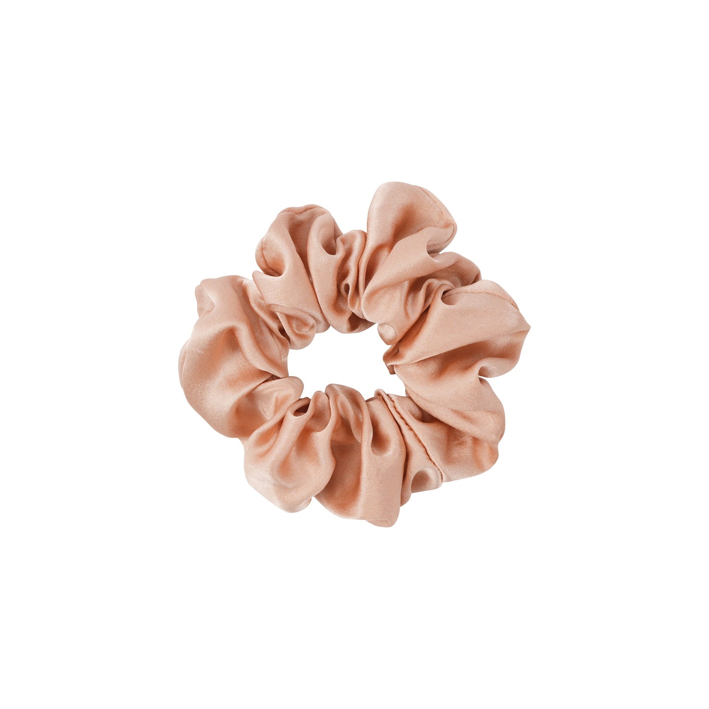 Plant-dyed mulberry silk scrunchie in Orchid color, gentle on hair