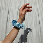 Indigo Tie and Dye Scrunchie in Pure Mulberry Silk